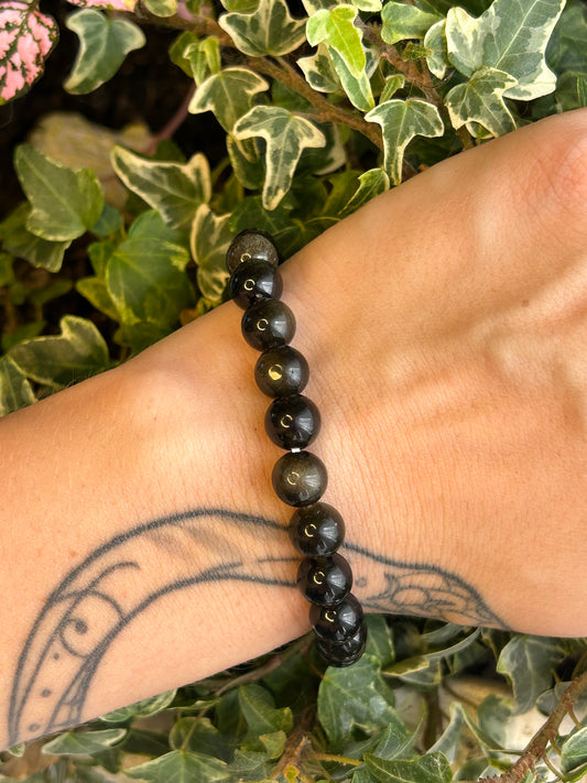 Bracelet obsidienne doré